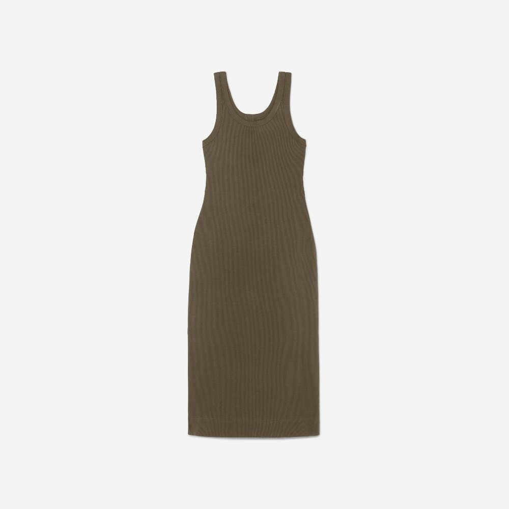 Everlane Women's '90s Rib Dress in Olive, Size Extra Large